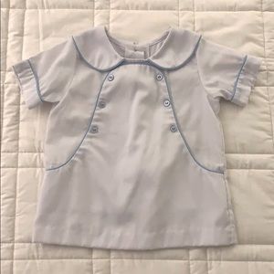 Boys white and blue piped dress shirt